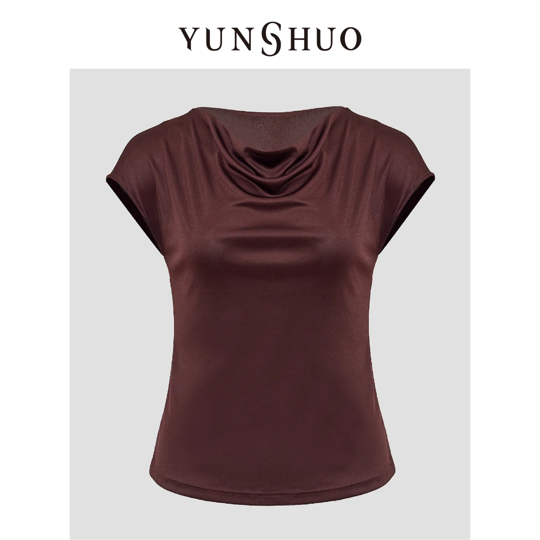 YUNSHUO允硕 时尚百搭休闲透气纯色圆领春夏粉色夏套头毛衫345173