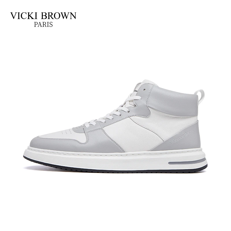 VICKI BROWN/未毕 休闲轻奢复古高帮工装鞋男士时尚工地靴马丁靴