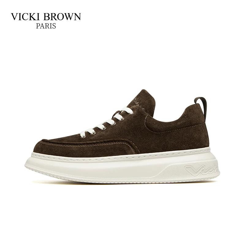 VICKIBROWN时尚潮鞋男鞋男士低帮秋冬新款绒面舒适保暖厚底百搭