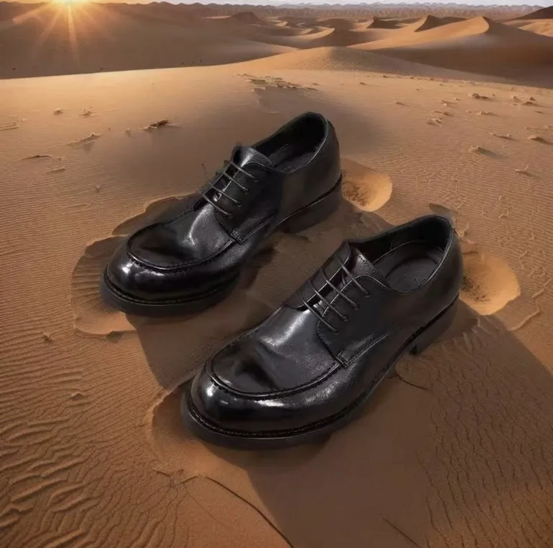 马皮男士休闲皮鞋英伦复古手工潮流商务正装鞋德比鞋