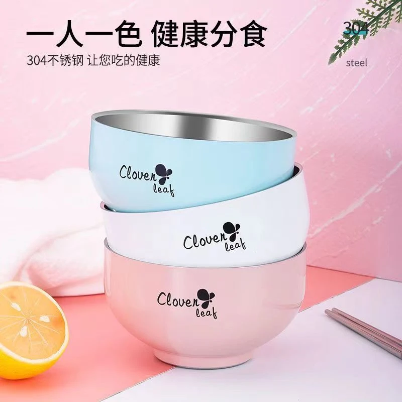 304不锈钢汤碗大号家用饭碗防烫辅食碗可爱面碗学生个人专用饭碗