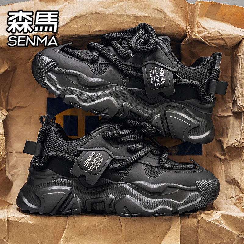 SENMA/森马男鞋夏季时尚休闲鞋厚底防滑耐磨潮鞋百搭黑武士老爹鞋