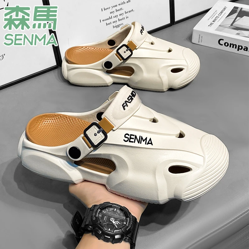 SENMA/森马包头拖男款夏季外穿防滑潮流百搭凉拖男士厚底沙滩凉鞋