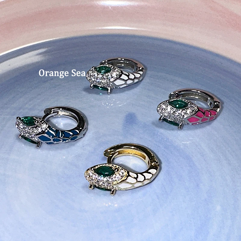 合金耳饰 百搭ins小众蛇形耳扣轻奢绿眼灵蛇耳钉甜酷辣妹风耳圈女