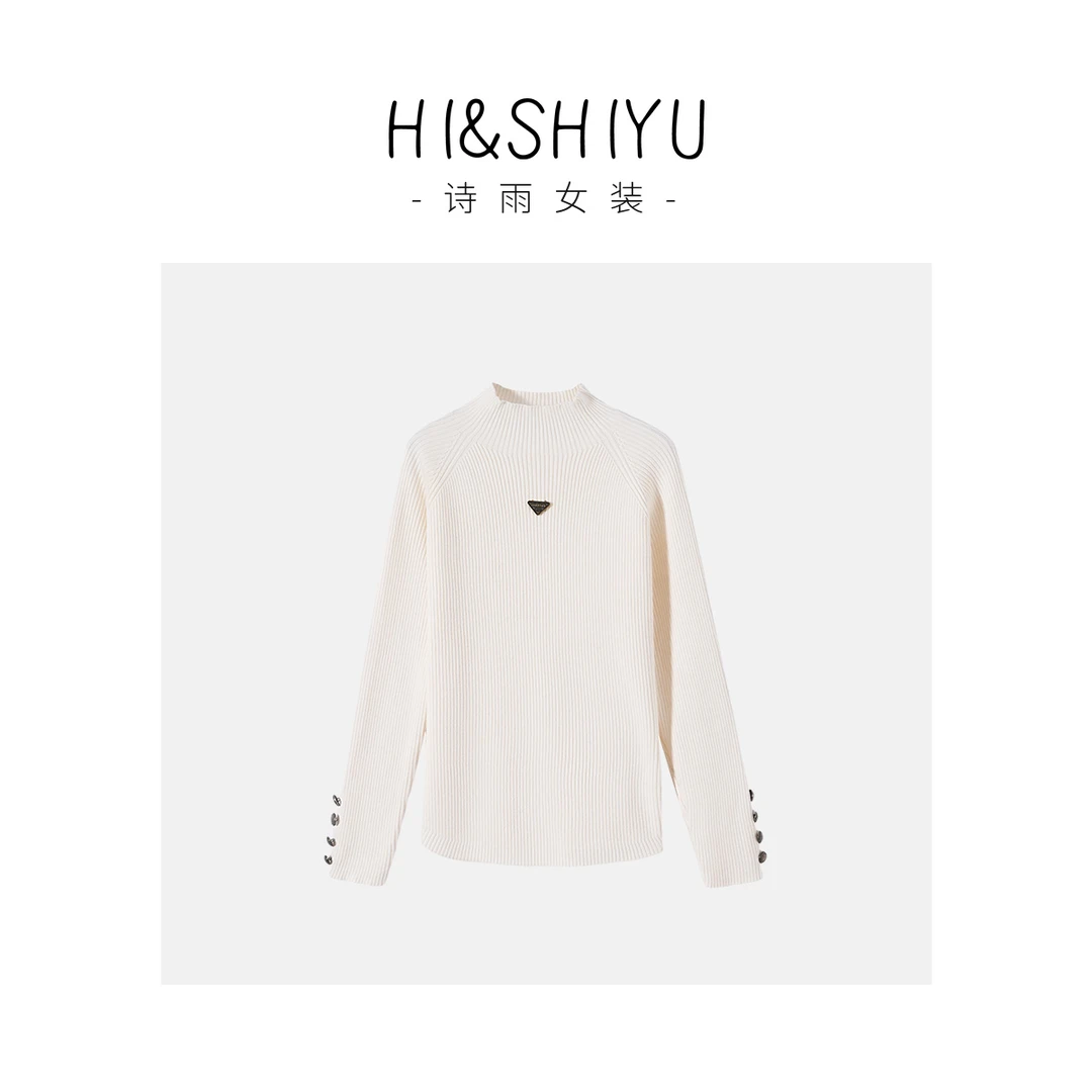 新款长袖竖坑条时尚秋冬显瘦设计感套头针织衫
