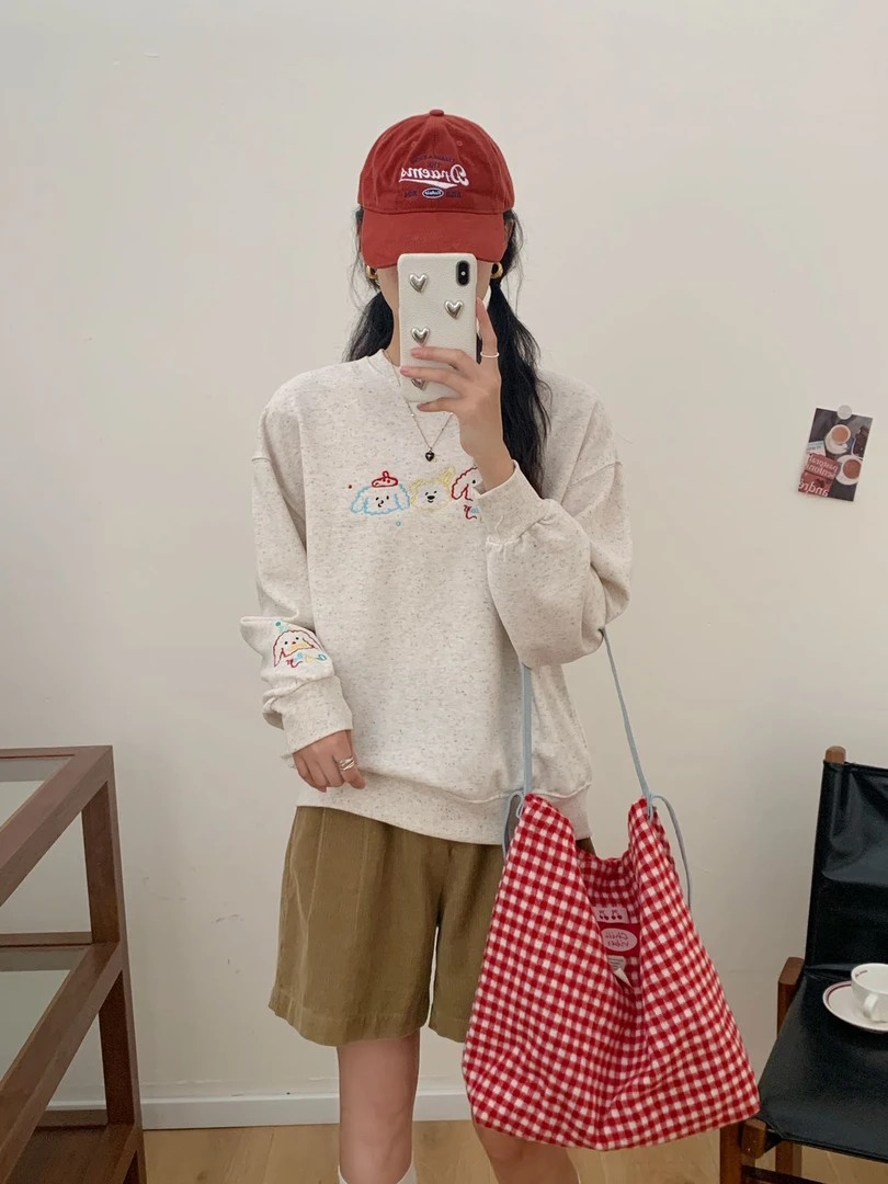 帽之都秋季新款彩棉刺绣狗狗卫衣7172