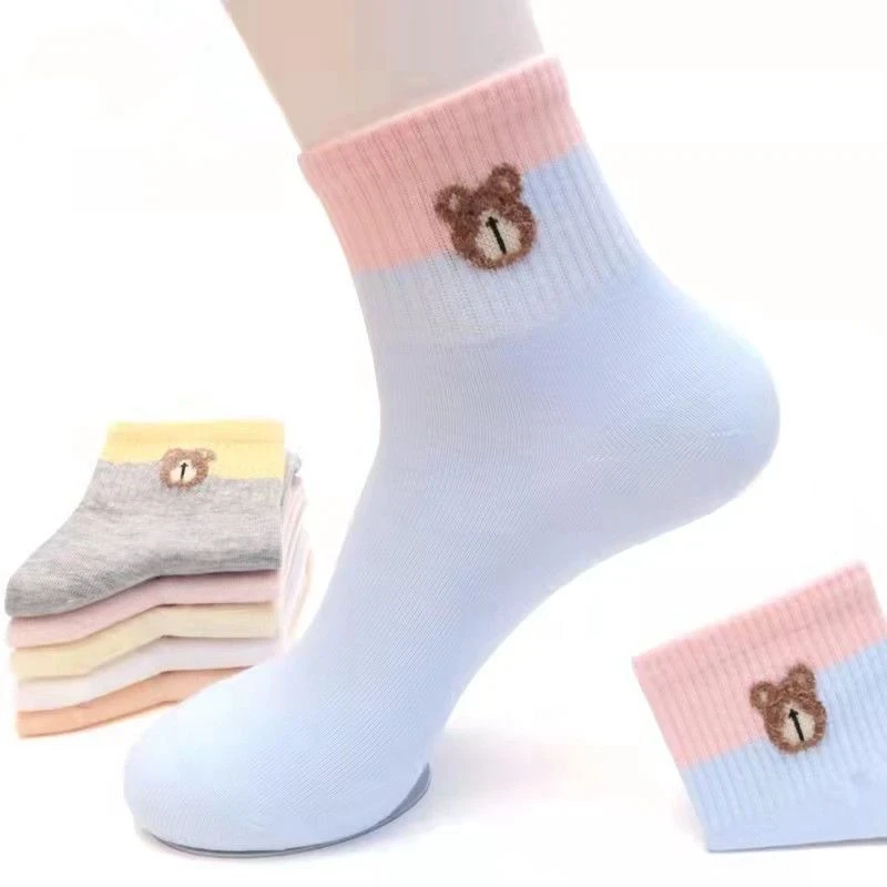 纯棉袜子女韩版中筒女士秋冬款棉袜全棉秋冬女袜运动袜休闲透气袜