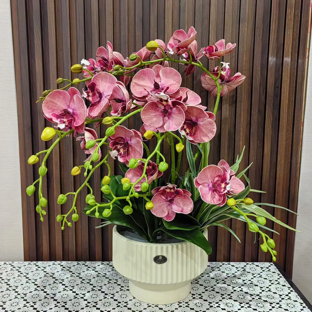 馨可雅/Cinkera蝴蝶兰仿真客厅摆件桌面玄关花卉绿植假花插花
