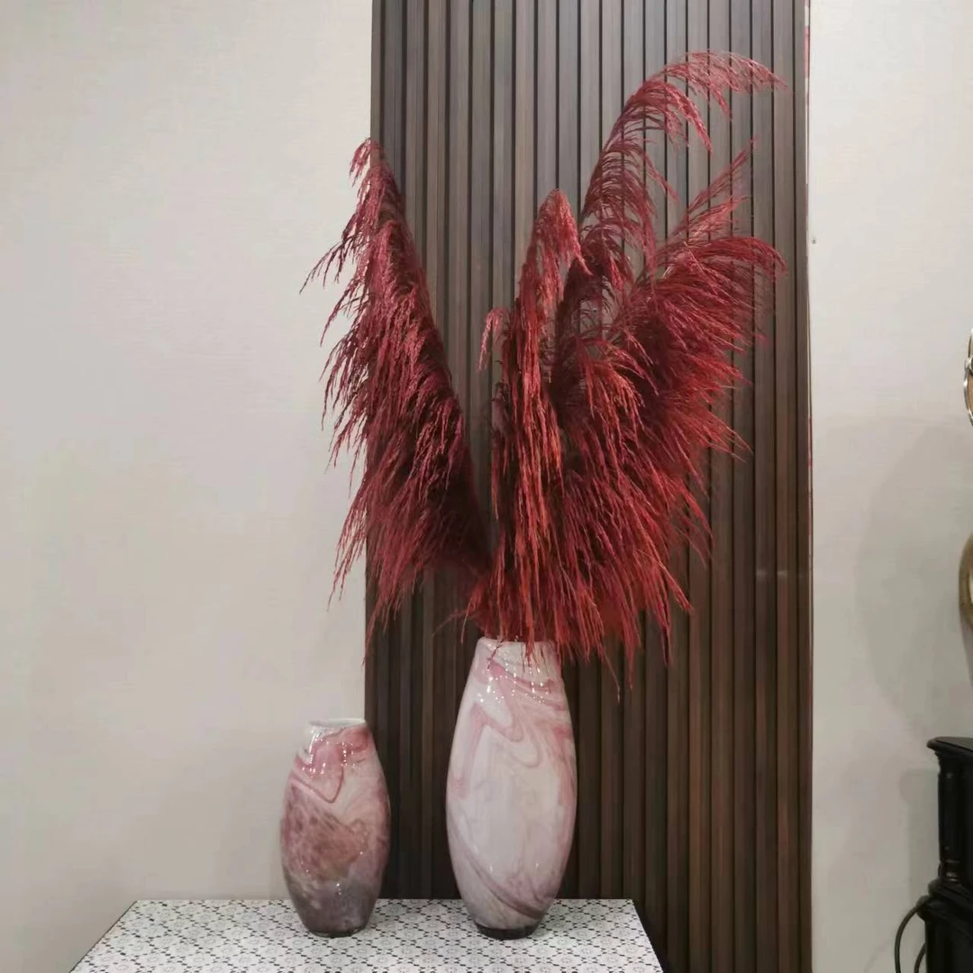 馨可雅/Cinkera馨可雅天然红色芦苇加粉公主花瓶客厅摆件高级装饰