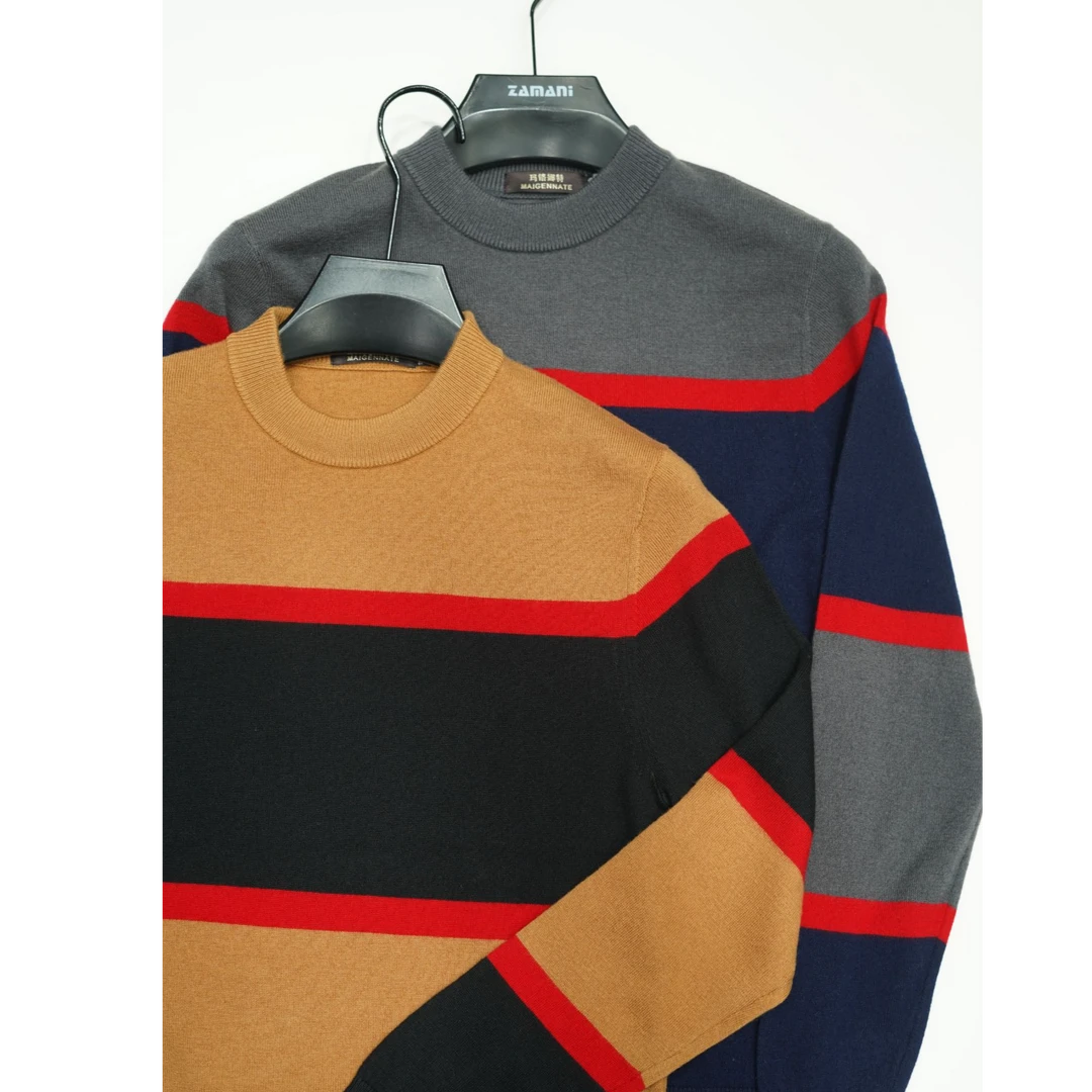 PU788男士男装休闲条纹保暖圆领秋冬套头