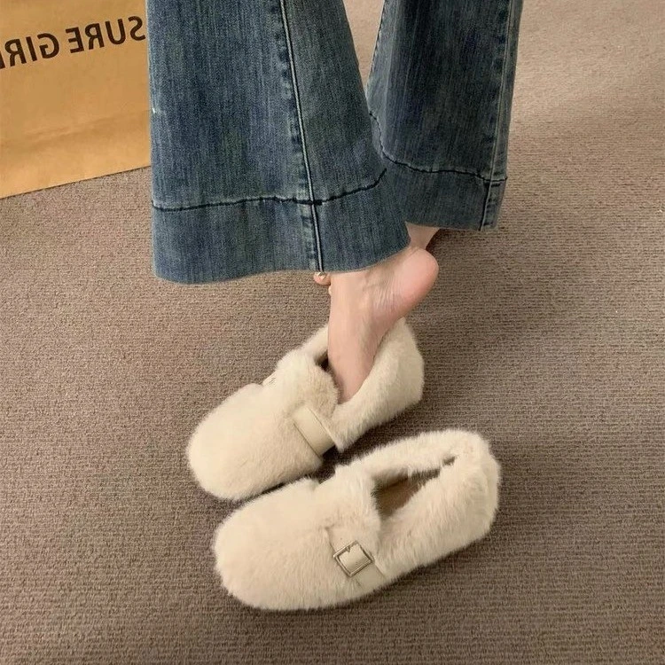 【最后三双，内增高】毛毛鞋外穿秋冬一脚蹬加绒玛丽珍棉鞋05