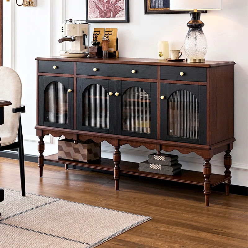 巢趣家居美式复古轻奢实木餐边柜餐厅储物客厅高级感餐边柜
