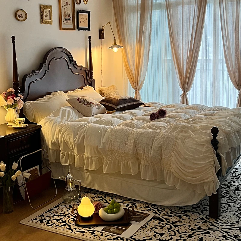 巢趣家居【国补专属】安娜床美式实木床法式复古主卧婚床1.8双人床