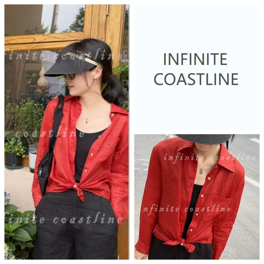 无垠海岸12170苎麻红衬衫