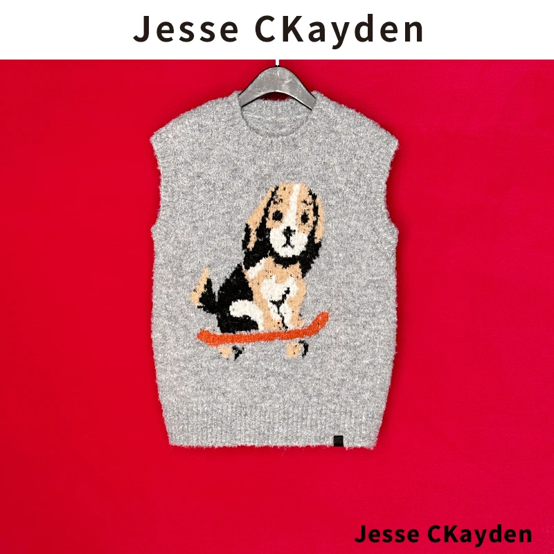 编号117泡芙小狗圆领宽松可爱背心针织冬季网红秋冬上衣DP5158