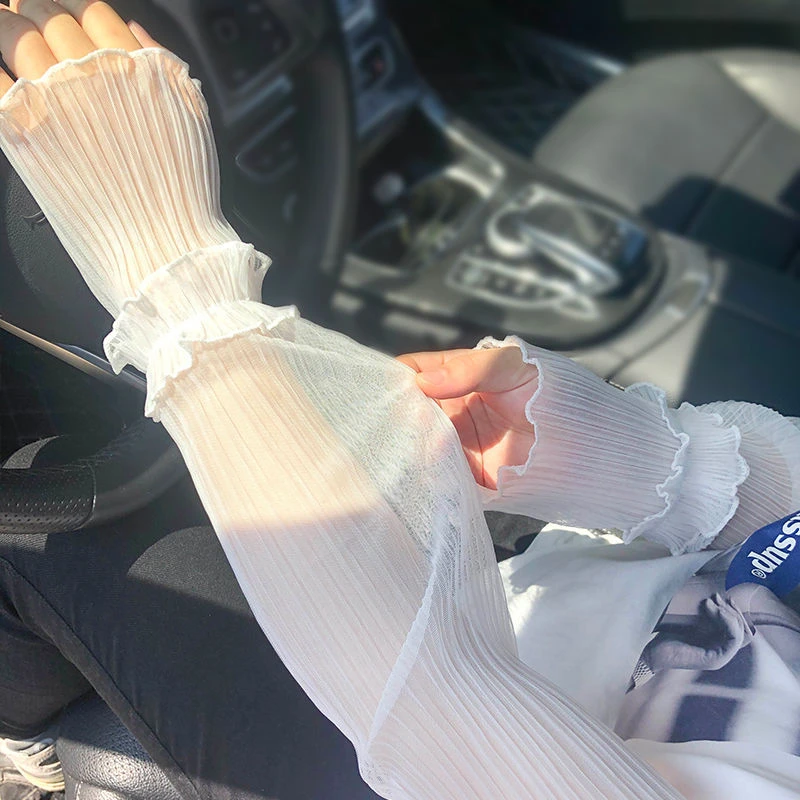 【玖玖】夏季蕾丝袖套网纱冰袖花边冰丝袖套优雅气质仙女护臂