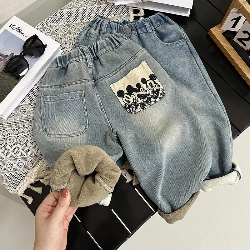 男童加绒牛仔裤子新款儿童韩版冬装小童炸街宝宝冬季休闲长裤潮牌