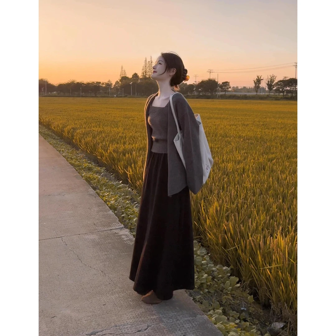 秋装搭配一整套时尚洋气今年流行漂亮套装裙法式微胖女生连衣裙子