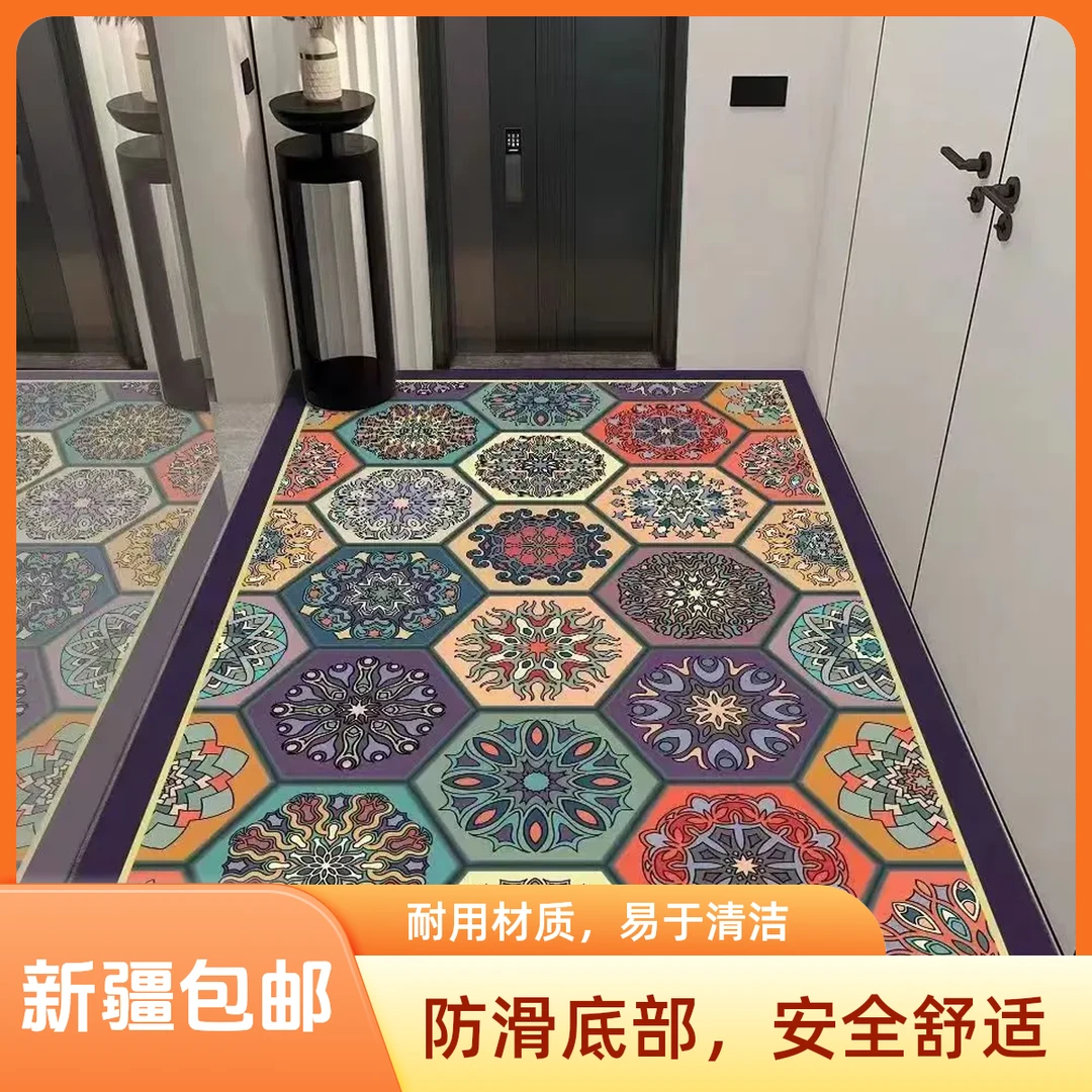 【新疆包邮】50*80cm家用吸水 水晶绒门玄关走廊地毯地垫复古款