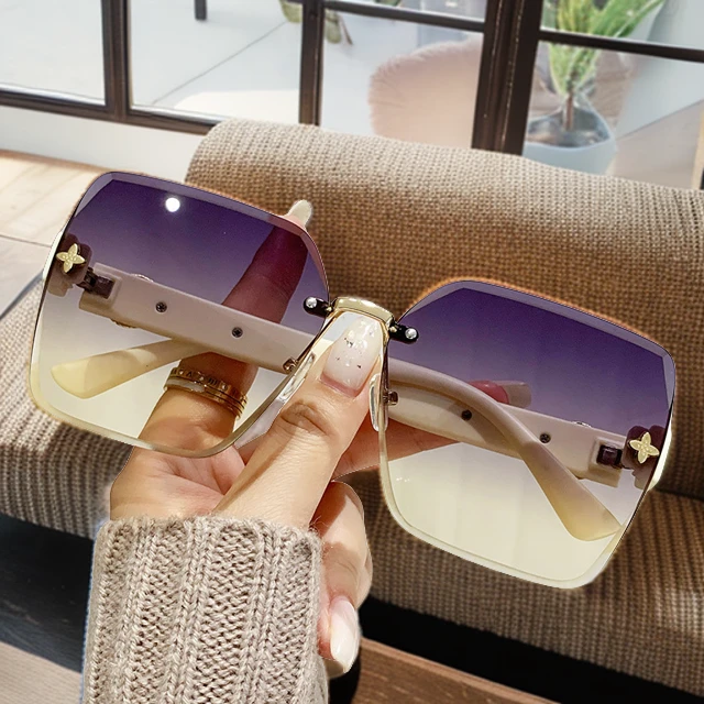 无边框气质时尚太阳镜大框防紫外线男女同款百搭个性遮阳潮流墨镜