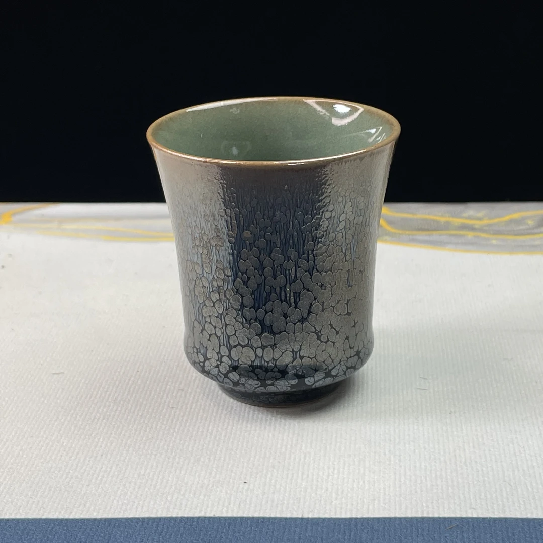 建窑建盏纯手工小口闻香杯油滴双面釉铁胎茶盏带礼盒茶具品茗杯