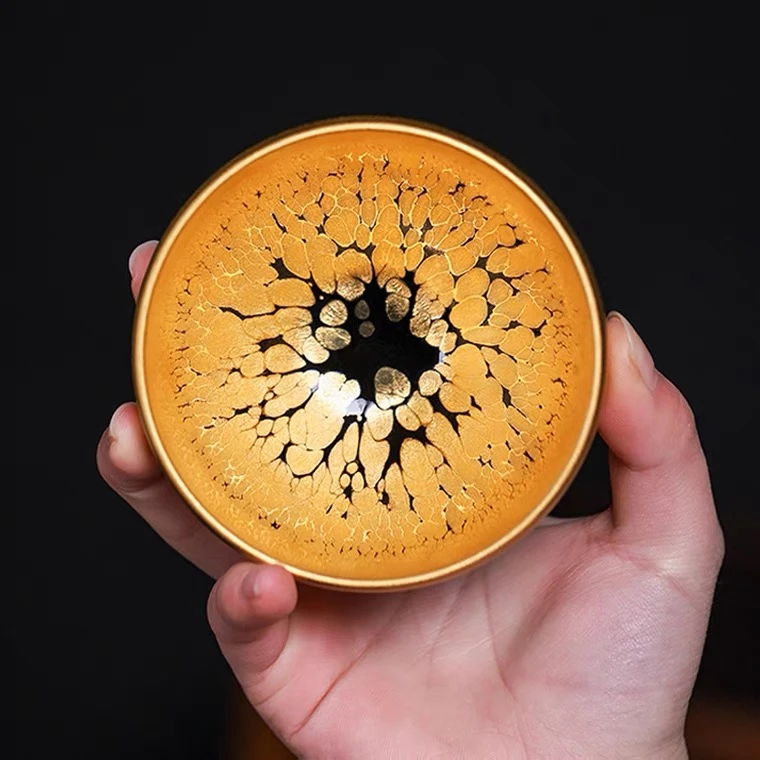金盏金油滴纯手工主人杯无足钵器型主人杯品茗杯