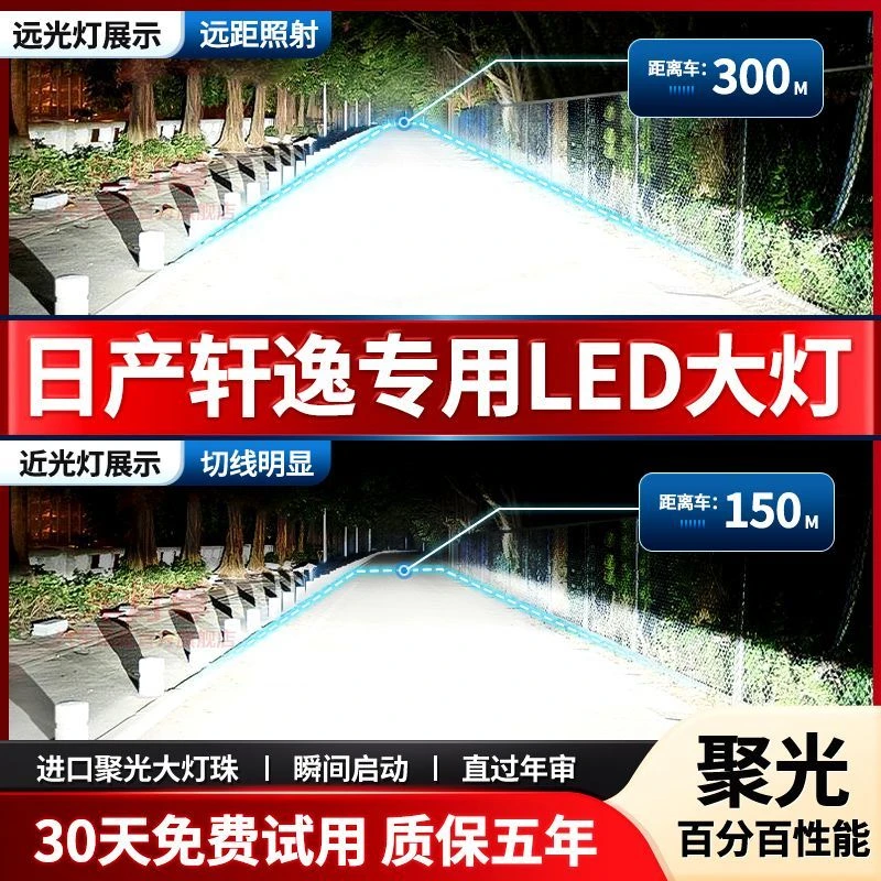 新轩逸经典专用LED大灯汽车前照灯近光灯远光灯泡改装超亮大功率
