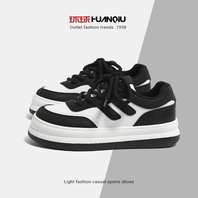 环球黑白熊猫板鞋女款2024春夏季新款爆款超火运动百搭软底小白鞋