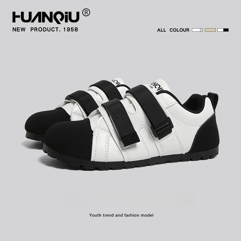 环球魔术贴板鞋女设计感小众2025春秋季新款百搭时尚港风休闲鞋子