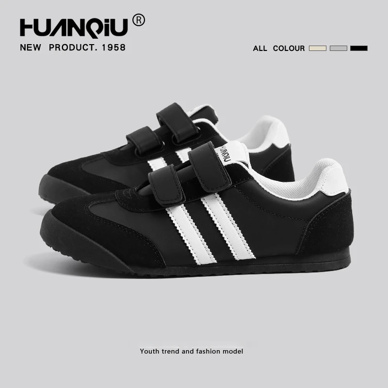 环球潮流魔术贴德训鞋女2025春秋新款软底泡芙休闲百搭平底小黑鞋