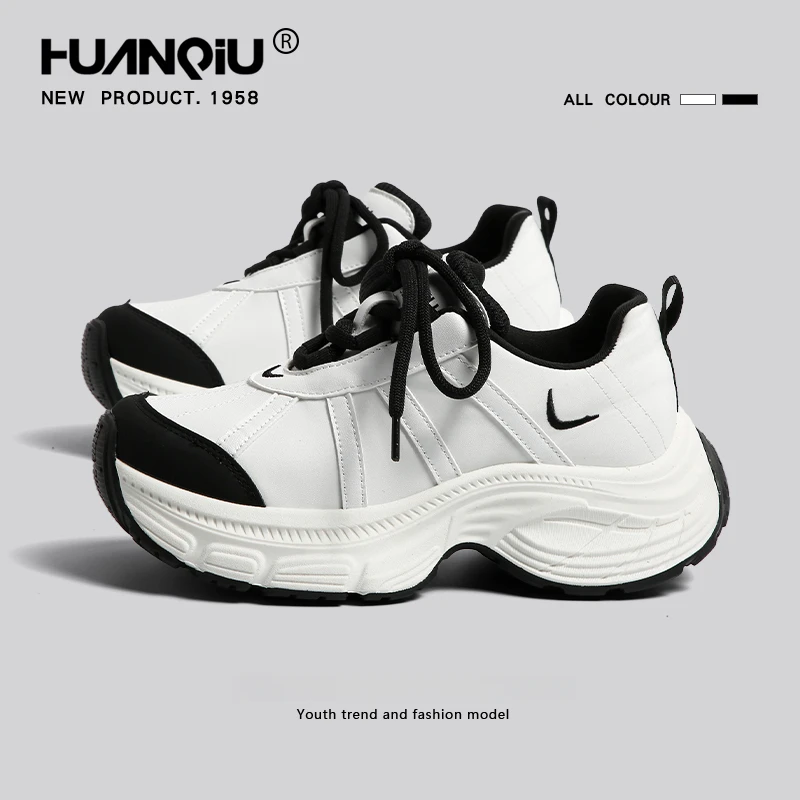 环球厚底老爹鞋女2025春秋新款轻便百搭显脚小白色炸街运动休闲鞋