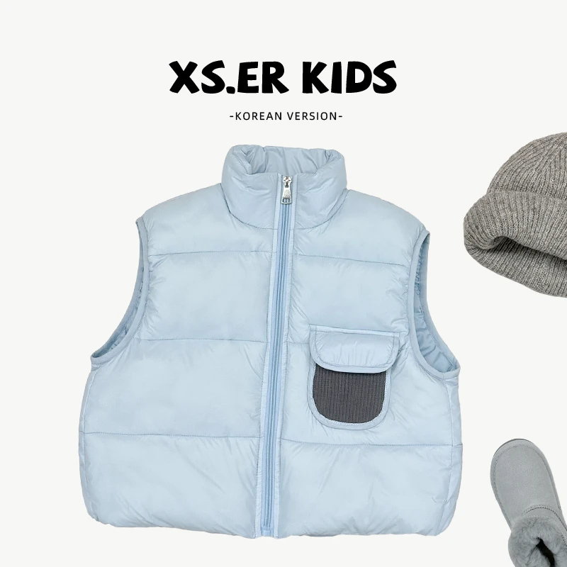 【现货】阿卷男女童森系棉马甲冬时尚保暖加棉加厚无袖上衣SJ4411