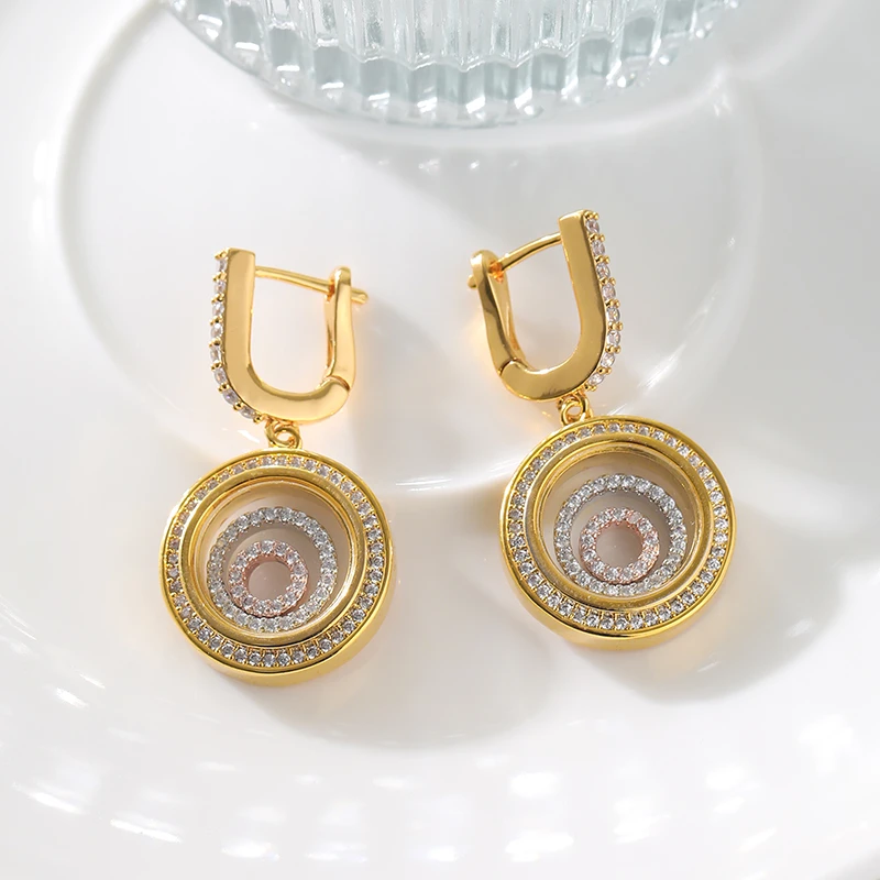 钛钢耳饰 时尚百搭轻奢气质精致镶钻灵动耳环 朱莉娅 RH654