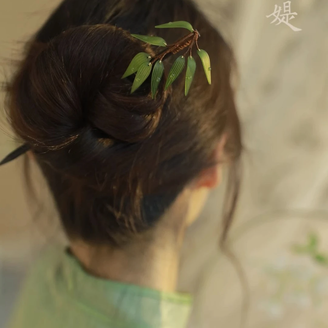国风竹子发簪高级感旗袍盘发簪子古风汉服头饰优雅气质古典步摇