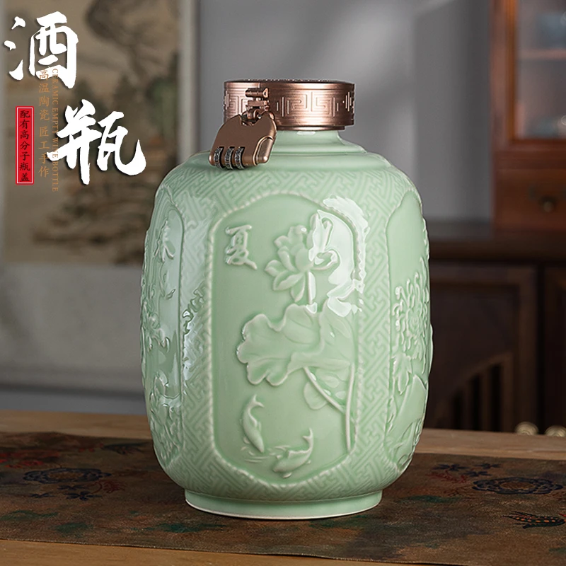 陶瓷空酒瓶带礼盒家用5斤6装密封白酒坛子景德镇创意窖藏古风酒罐