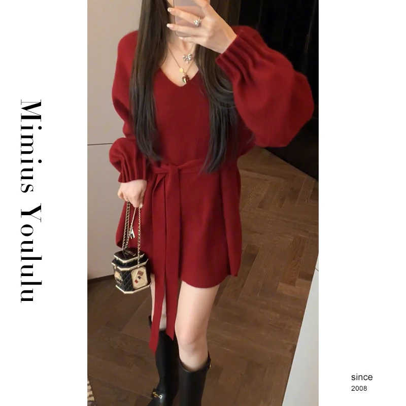 【mimius】七七 慵懒复古气质软糯针织毛衣裙 汉服 WF12009