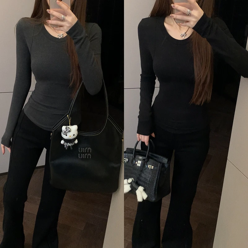 【mimius】七七 设计感修身显瘦圆领长袖上衣 F10212