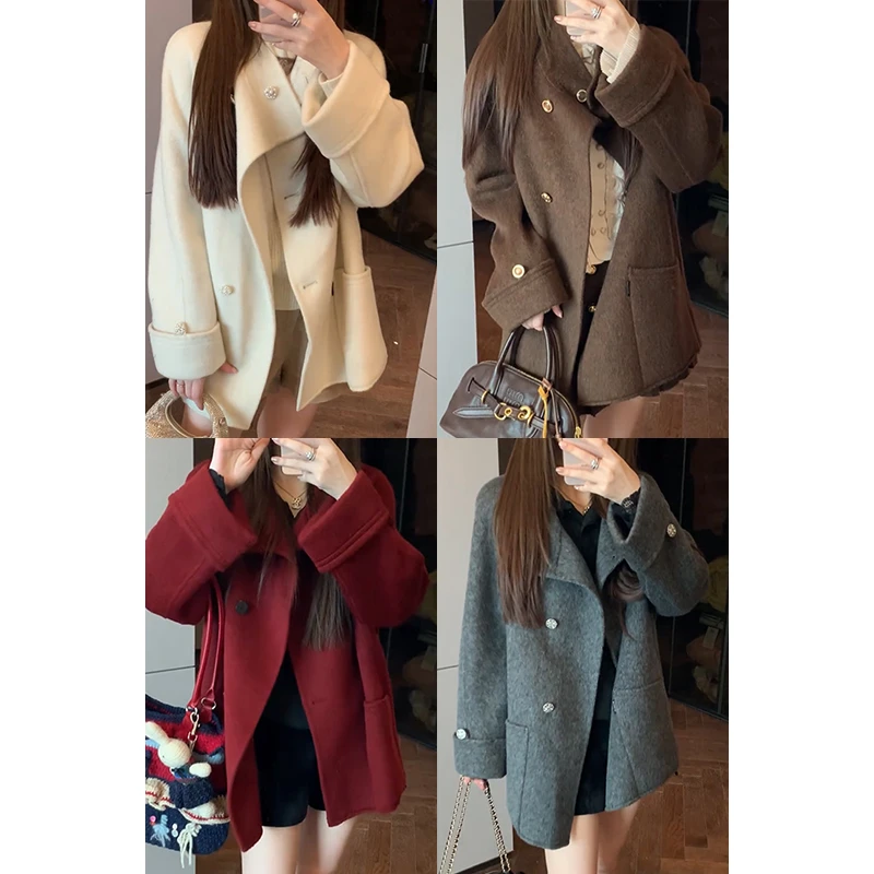 【mimius】&七七 高奢线雾岛观雪～立领手工双面呢大衣 F09209