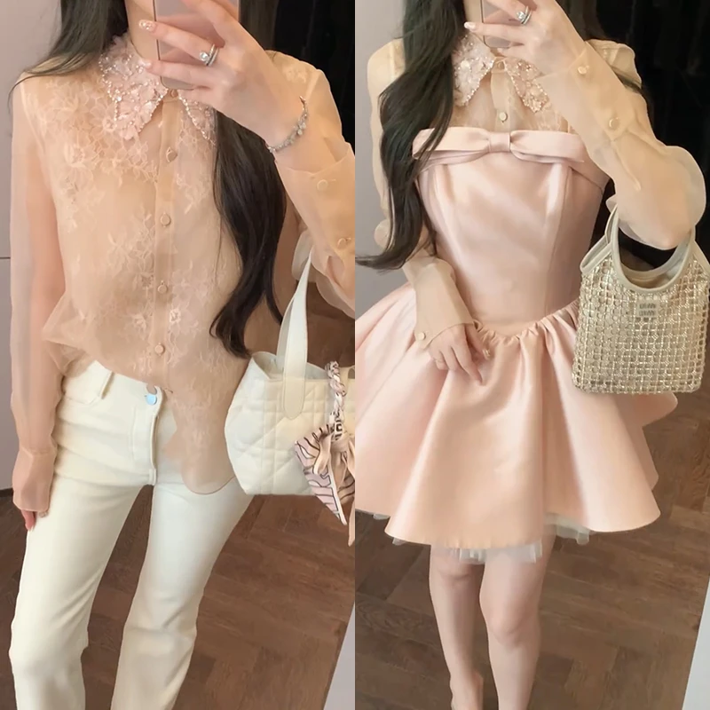 【mimius】&B游鹿鹿 2025春夏高奢重工刺绣衬衫吊带裙 汉服 F12134