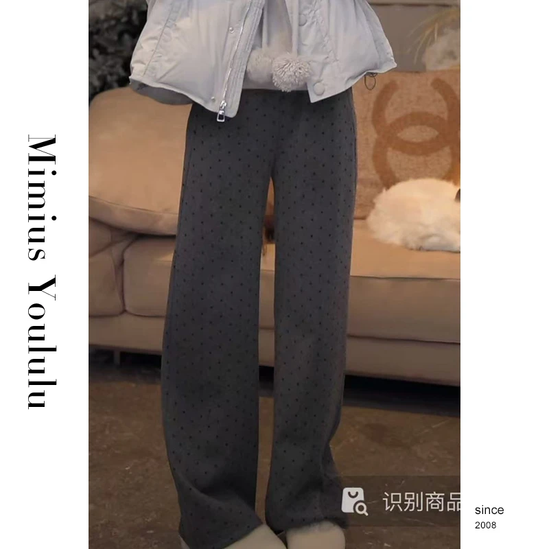 【mimius】&七七 韩系加绒慵懒宽松波点阔腿休闲裤 汉服 F11300