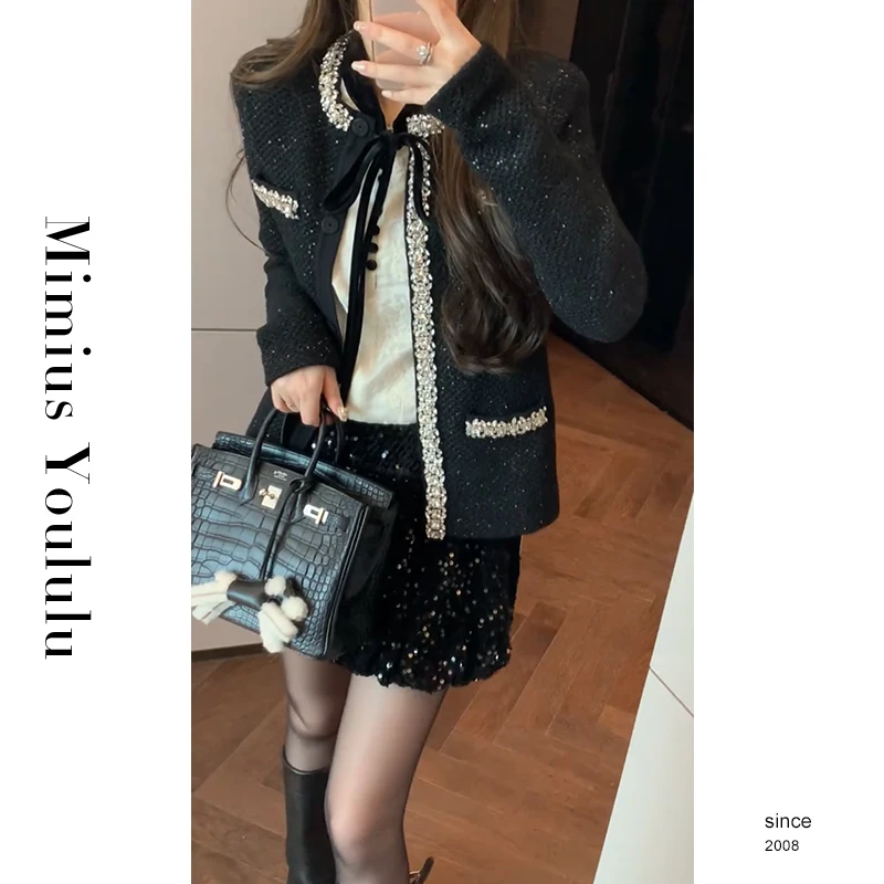 【mimius】&B游鹿鹿 高级感重工钉珠小香风单排扣外套 汉服 F11337