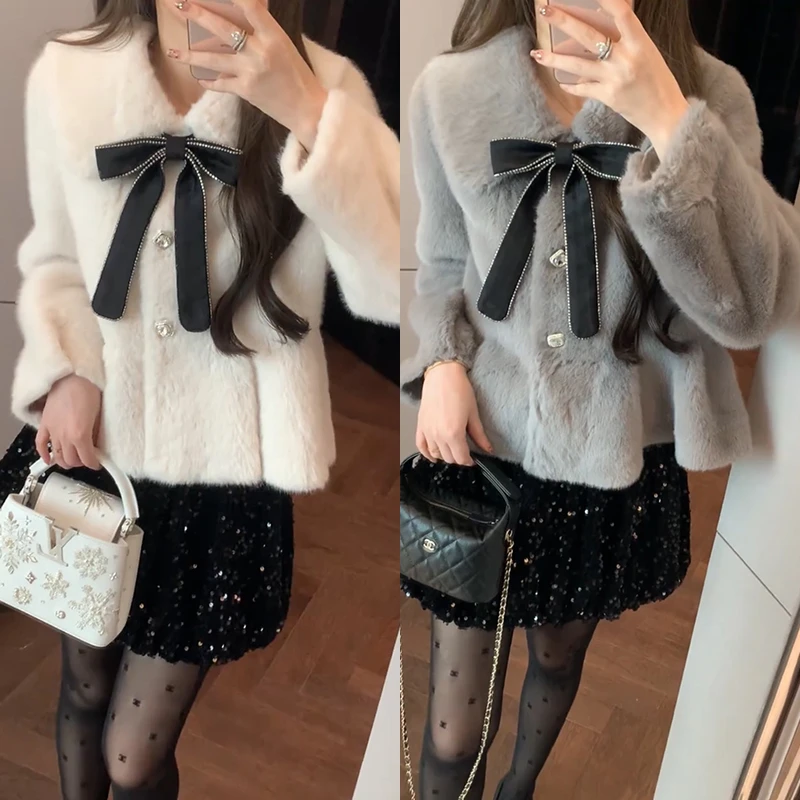 【mimius】&B游鹿鹿MIU系甜美环保草草毛毛外套(蝴蝶结可拆) F11135