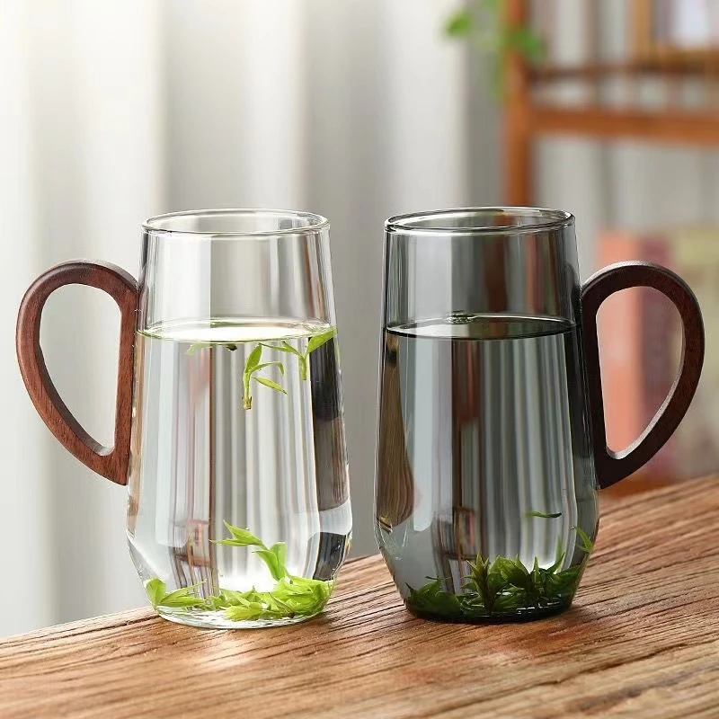 带把玻璃杯绿茶杯办公室水杯耐热家用茶杯龙井猴魁 高硼硅泡茶杯