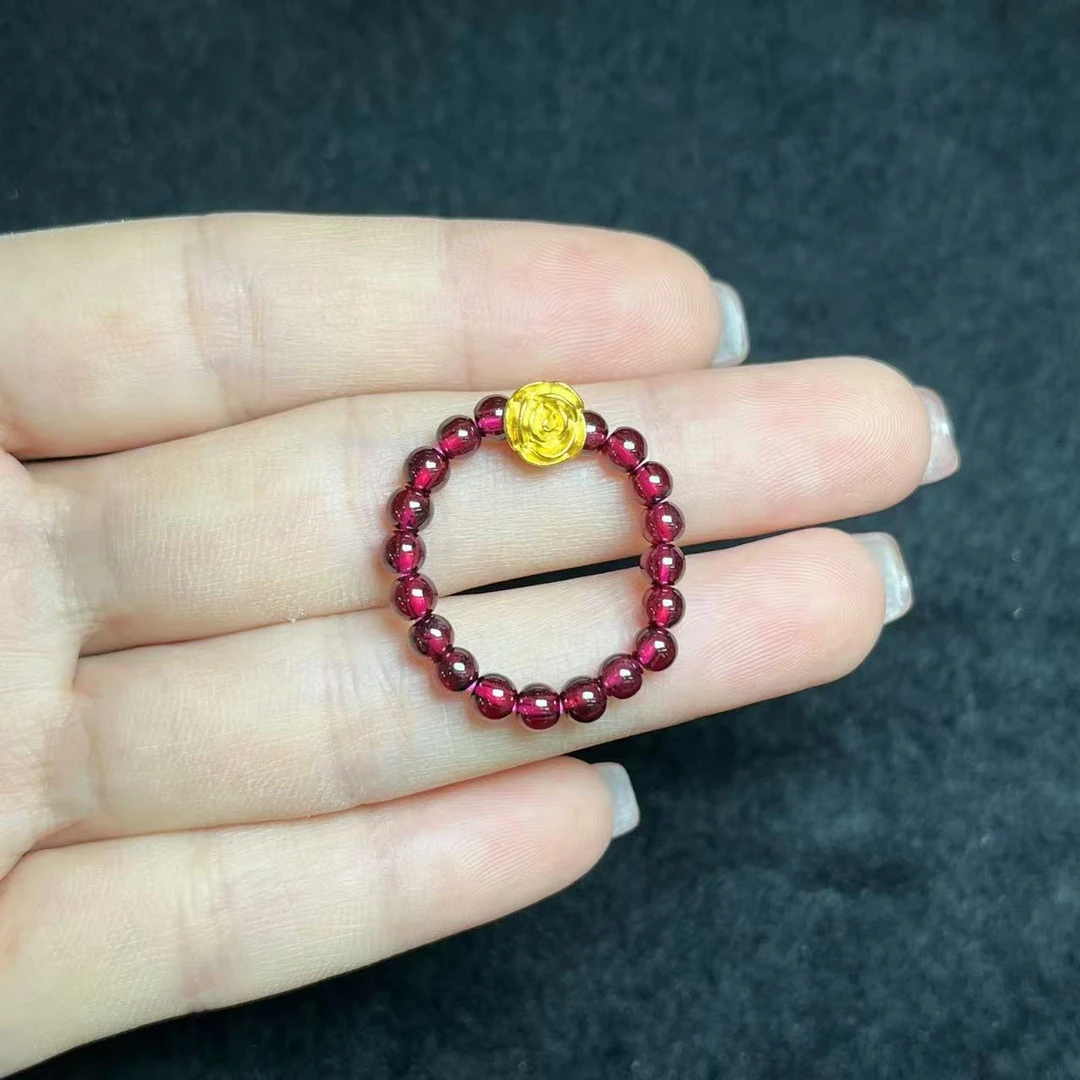 【花木兰珠宝】足金999石榴石DIY戒指28-Y14736【约3mm+】多样性发一