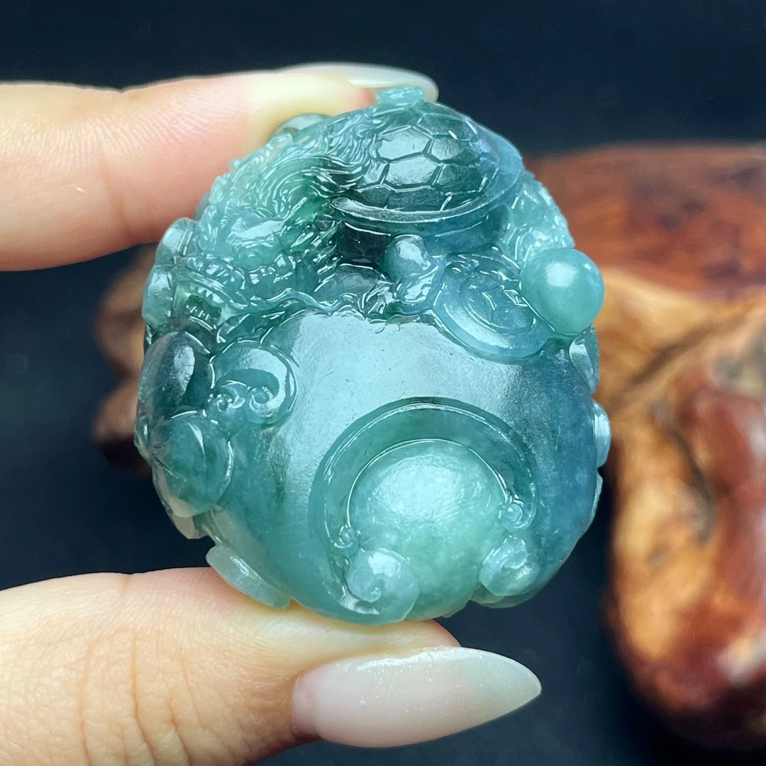 缅货甸翡翠A龙头龟