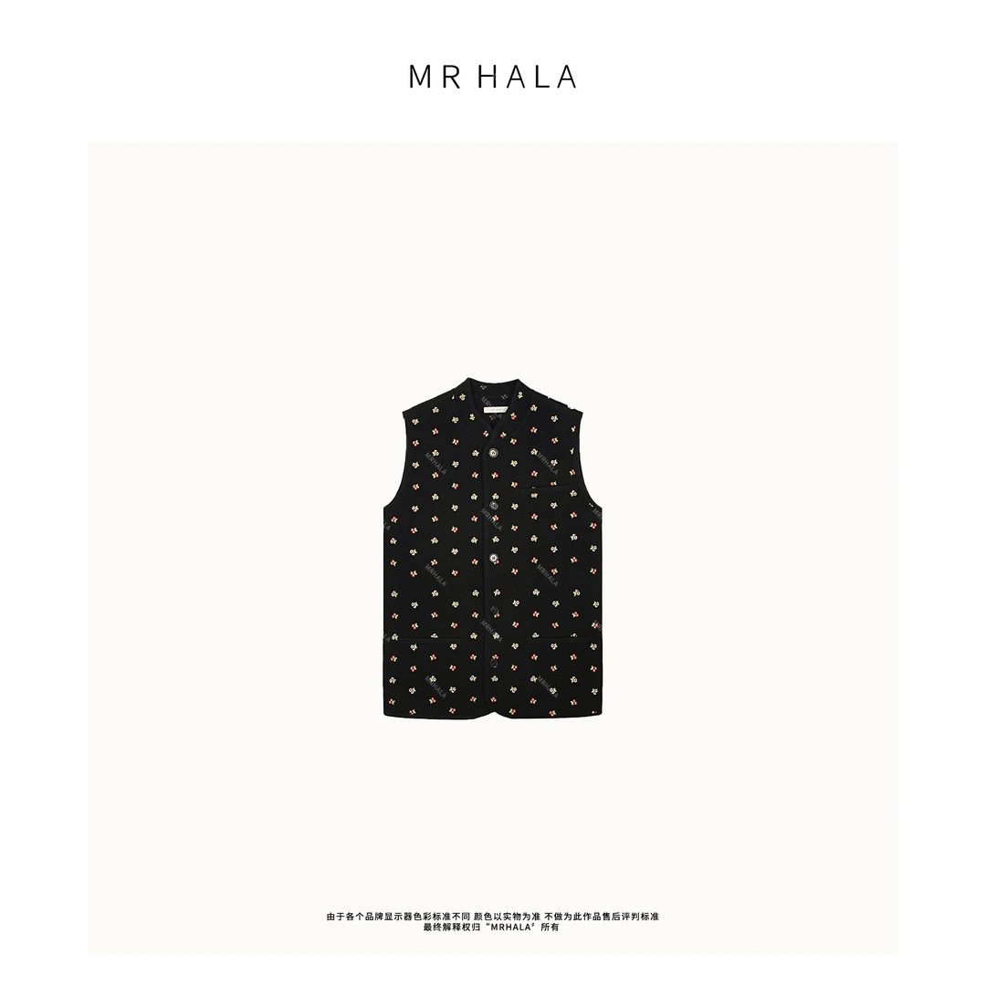 MRHALA 花柄单排扣羊毛马甲女 LW41057