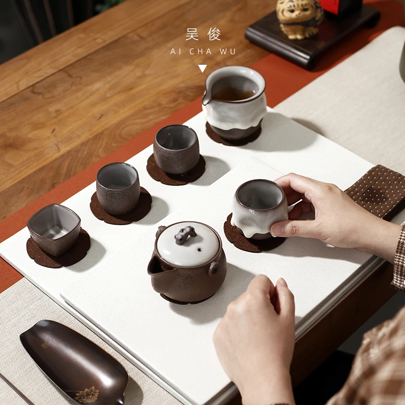 龙泉青瓷吴俊承远工作室茶具铁胎品茗杯盖碗公道杯宝瓶功夫茶道