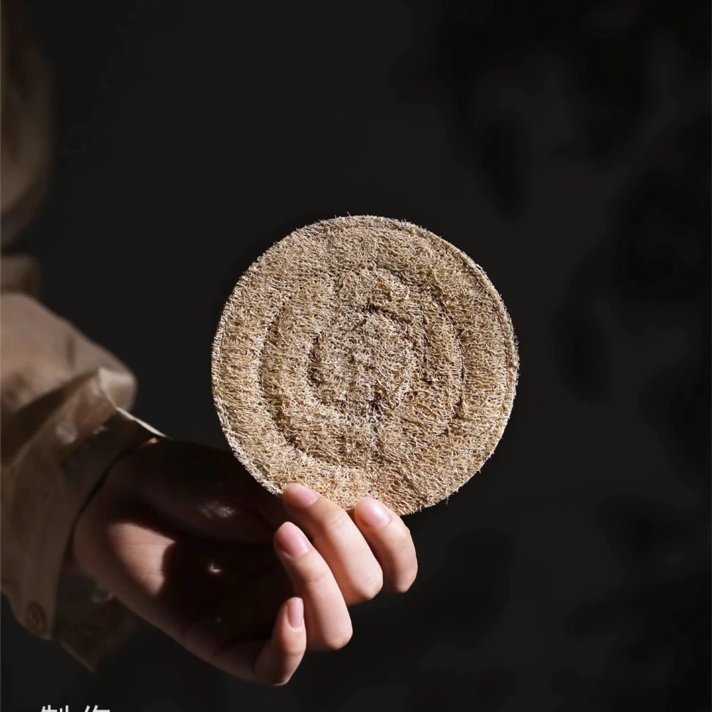 圆形手工丝瓜络养壶垫紫砂壶藤垫子防滑隔热茶道配件7cm2片装中式