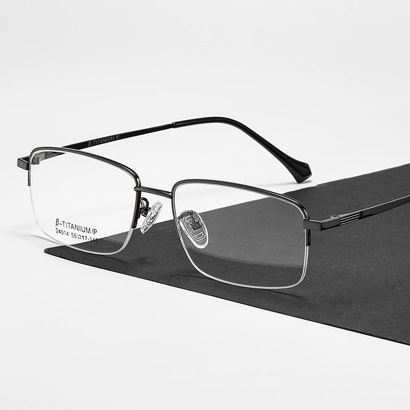 2024新款时尚半框眼镜商务超轻半钛防蓝光可配度数近视眼镜男眼镜