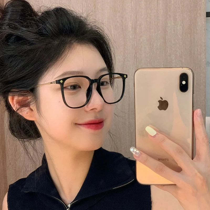 韩版素颜黑框眼镜女高级感近视眼睛超轻TR90镜架男潮防蓝光平光镜
